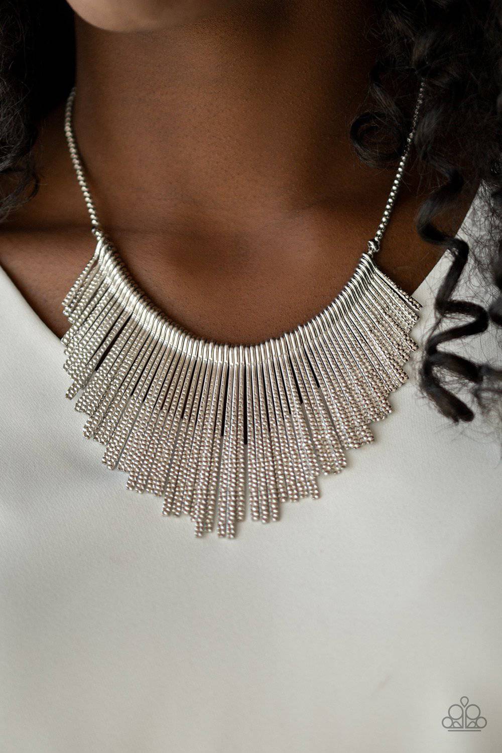 Metallic Mane Silver Necklace - Paparazzi Accessories - GlaMarous Titi Jewels