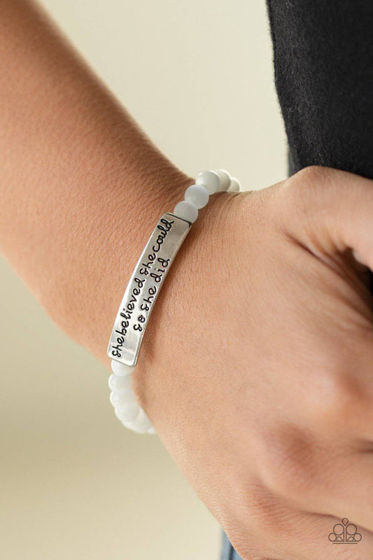 So She Did White Bracelet - Paparazzi Accessories - GlaMarous Titi Jewels