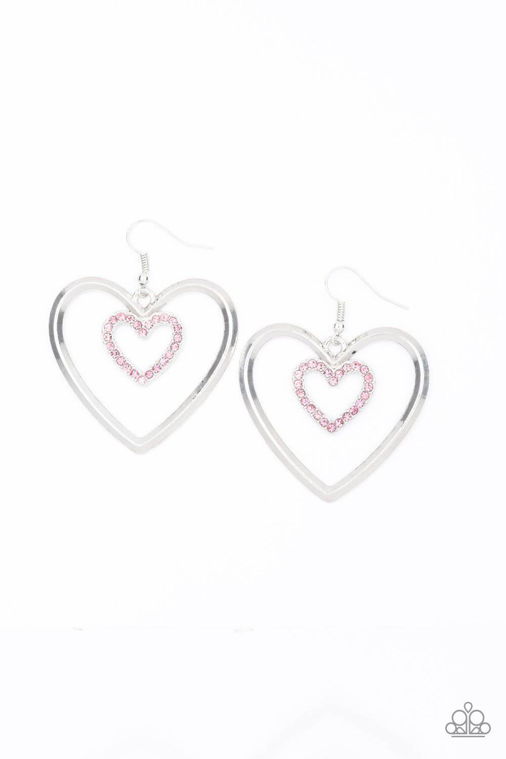 Heart Candy Couture Pink Earrings - Paparazzi Accessories - GlaMarous Titi Jewels