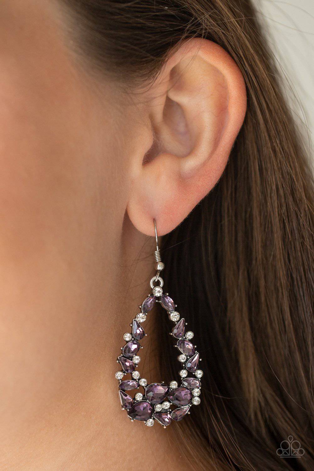 To BEDAZZLE, Or Not To BEDAZZLE Purple Earrings - Paparazzi Accessories - GlaMarous Titi Jewels