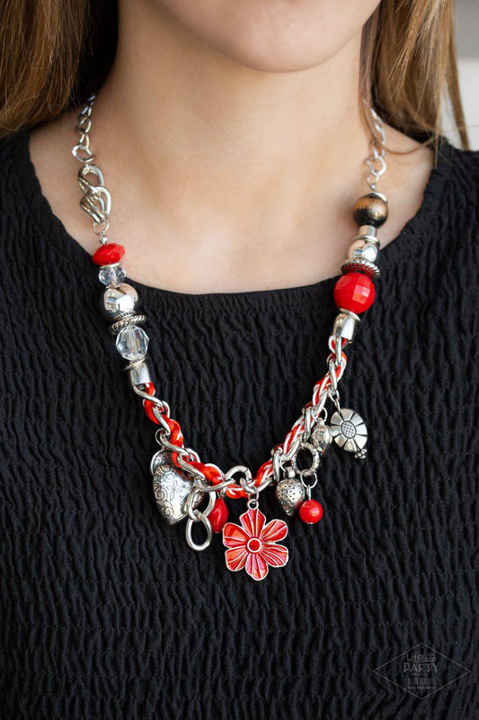 Charmed, I Am Sure Red Necklace - Paparazzi Accessories - GlaMarous Titi Jewels
