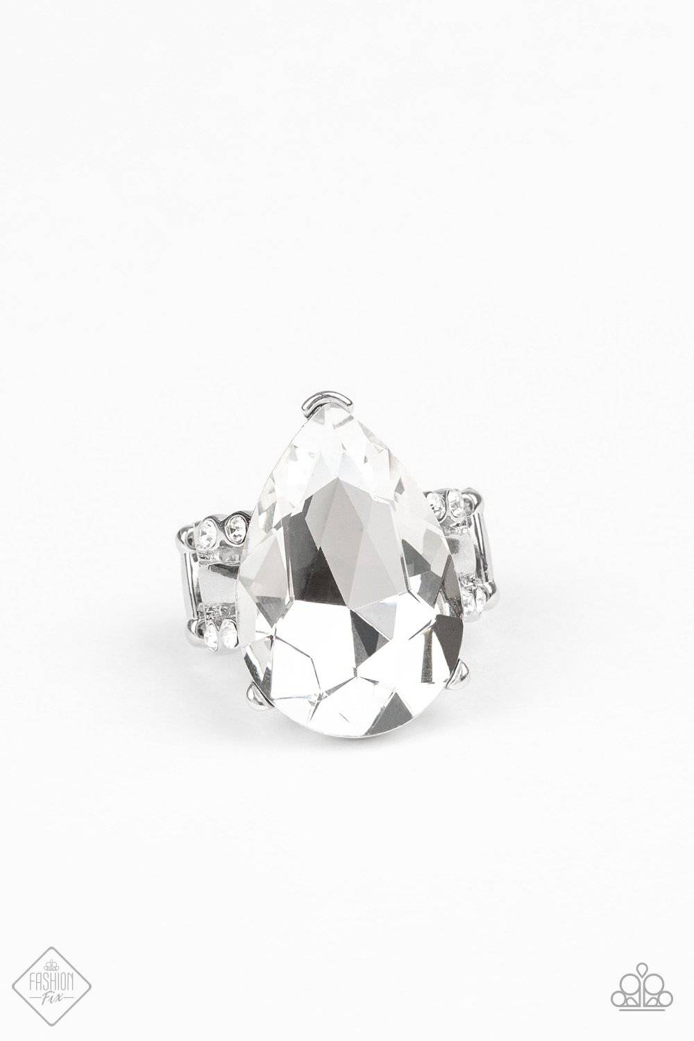 Dining On Dazzle White Ring - Paparazzi Accessories - GlaMarous Titi Jewels