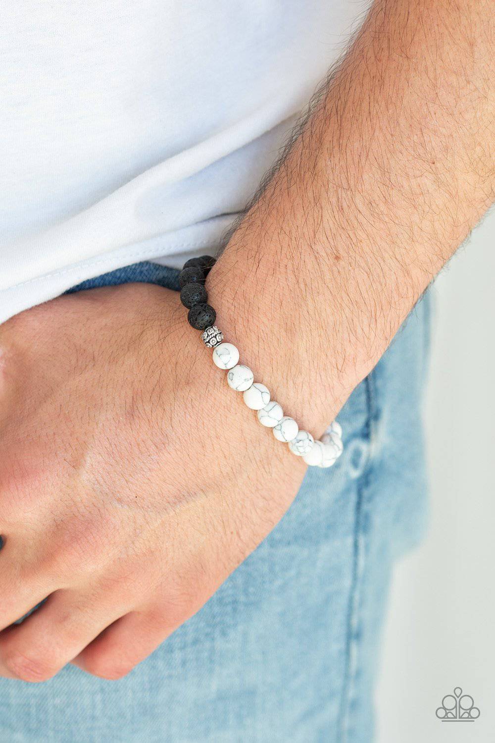 Paparazzi Fortune White Men's Bracelet Lava Bead Bracelet - GlaMarous Titi Jewels