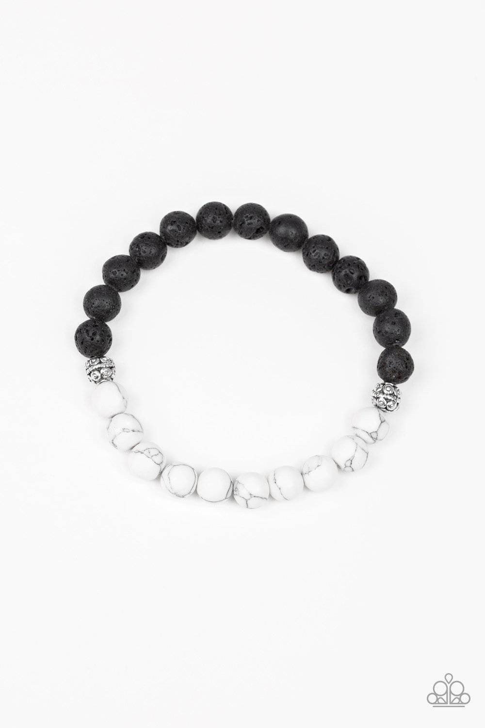 Paparazzi Fortune White Men's Bracelet Lava Bead Bracelet - GlaMarous Titi Jewels