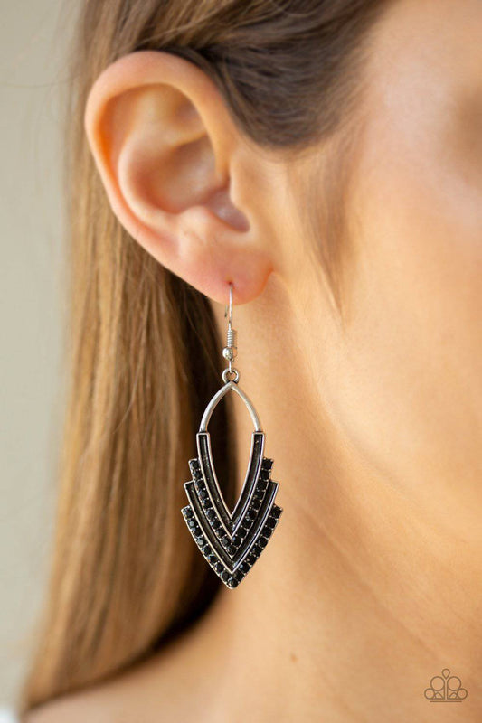 Tour de Force Black Earrings - Paparazzi Accessories - GlaMarous Titi Jewels