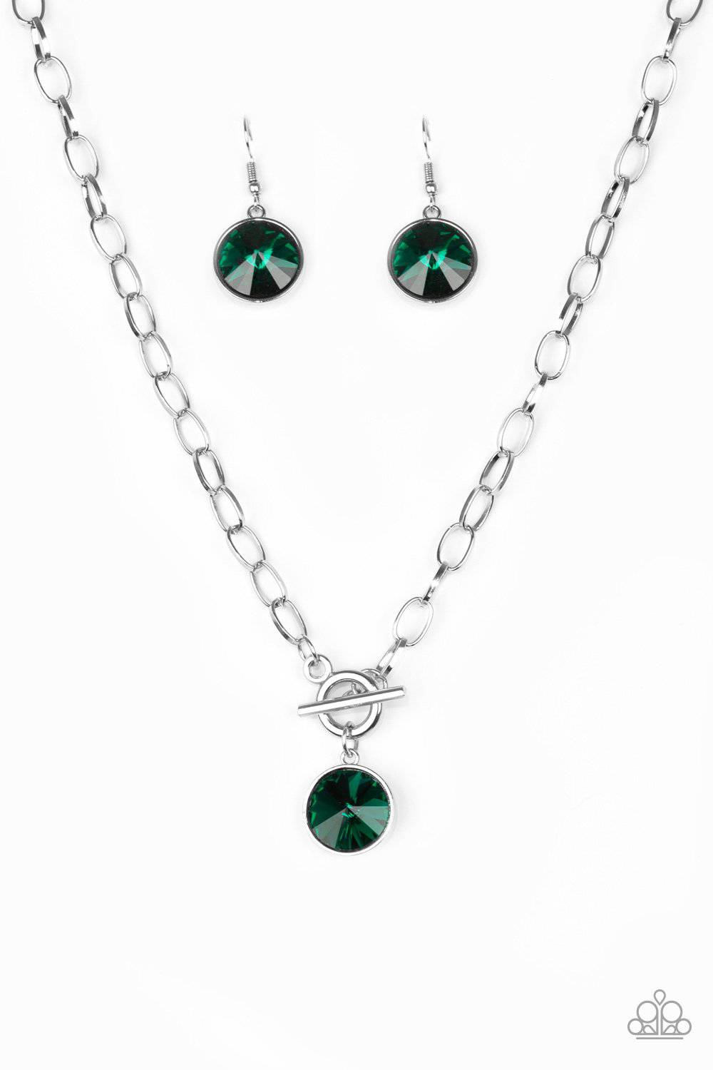 She Sparkles On Green Necklace - Paparazzi Accessories - GlaMarous Titi Jewels