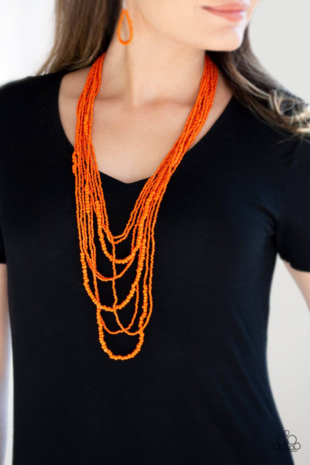 Totally Tonga - Orange Seed Bead Necklace - Paparazzi Accessories - GlaMarous Titi Jewels