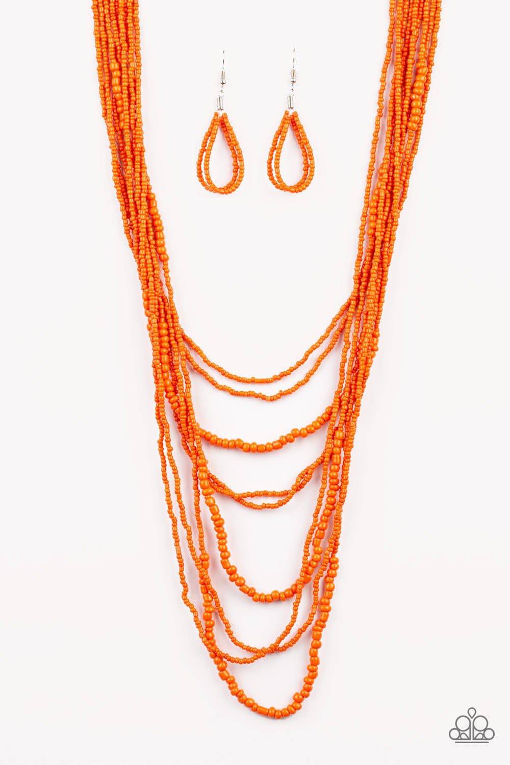 Totally Tonga - Orange Seed Bead Necklace - Paparazzi Accessories - GlaMarous Titi Jewels