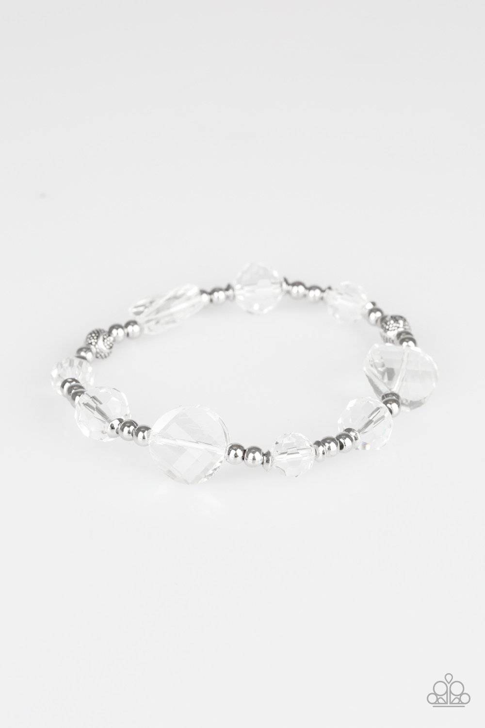 Starry-Eyed Elegance White Bracelet - Paparazzi Accessories - GlaMarous Titi Jewels