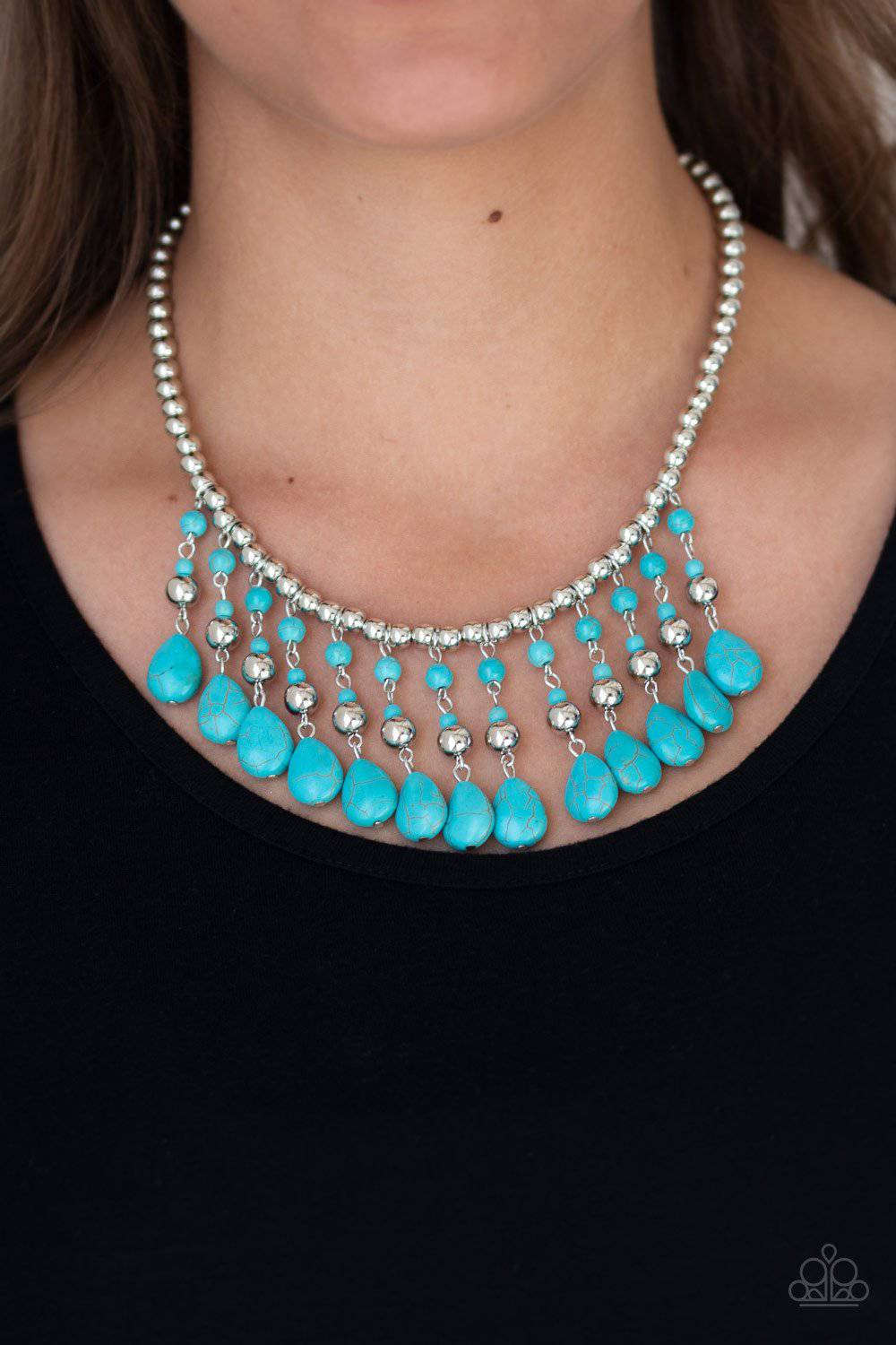 Rural Revival Blue Necklace -  Paparazzi Accessories - GlaMarous Titi Jewels