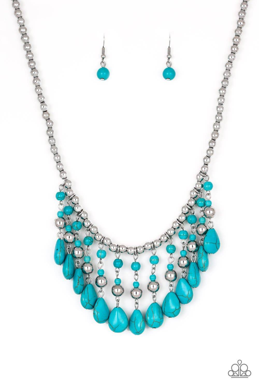 Rural Revival Blue Necklace -  Paparazzi Accessories - GlaMarous Titi Jewels