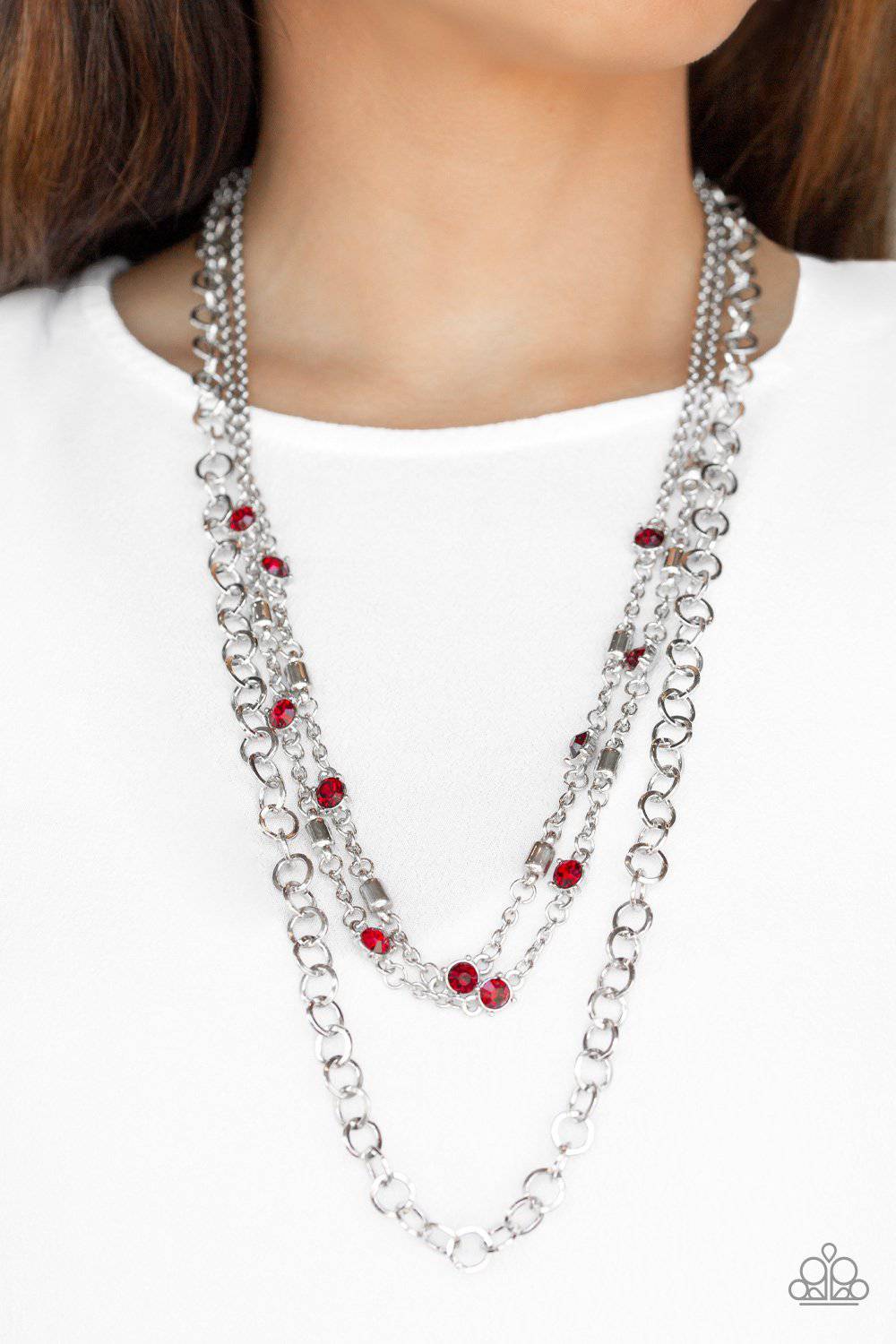 Metro Mixer - Red & Silver Necklace - Paparazzi Accessories - GlaMarous Titi Jewels