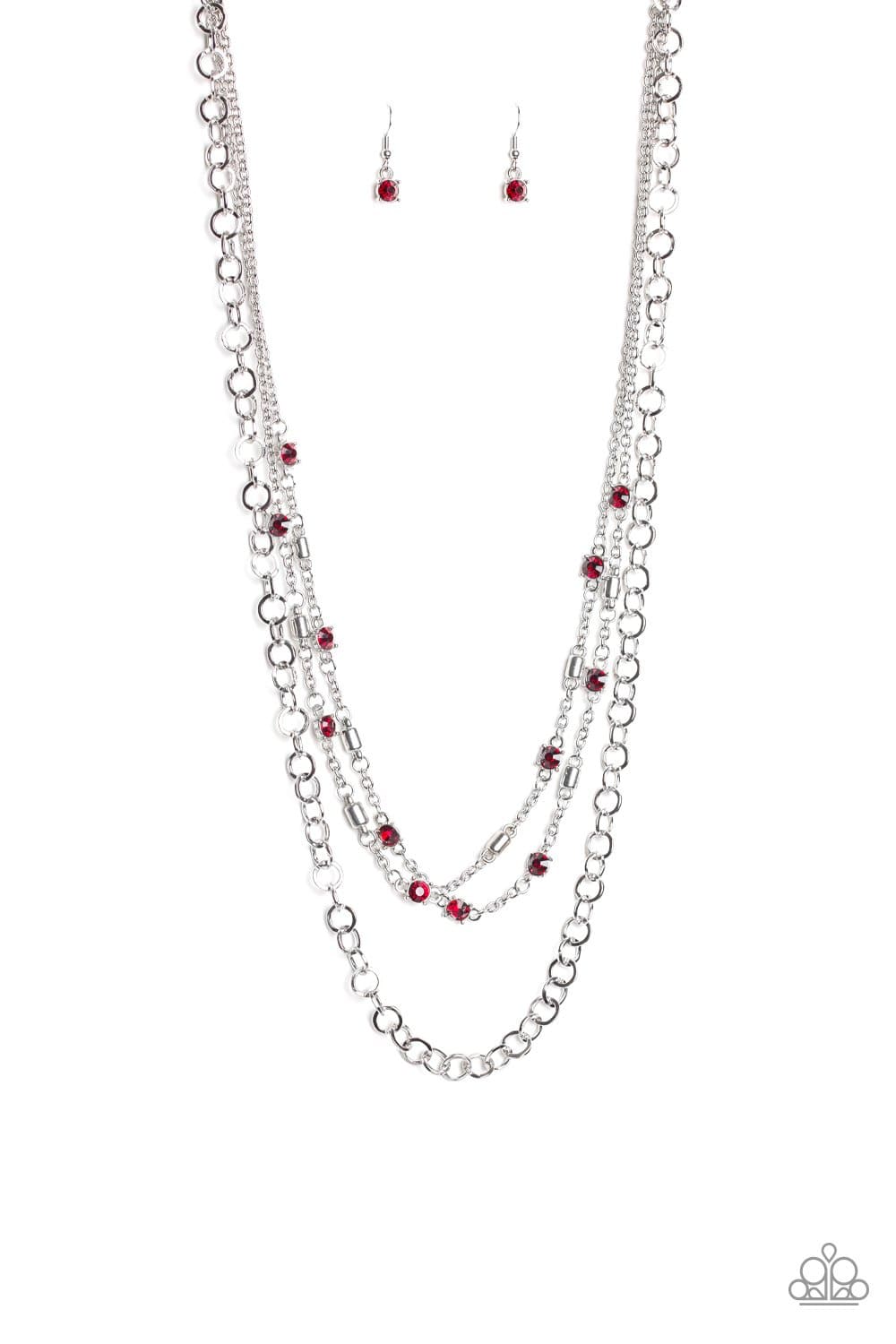 Metro Mixer - Red & Silver Necklace - Paparazzi Accessories - GlaMarous Titi Jewels