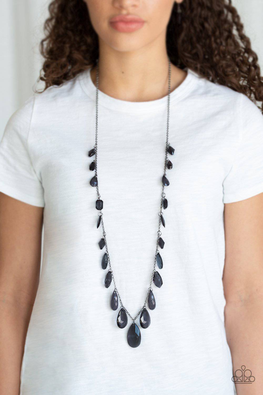 GLOW And Steady Wins The Race - Black Necklace - Paparazzi Accessories - GlaMarous Titi Jewels