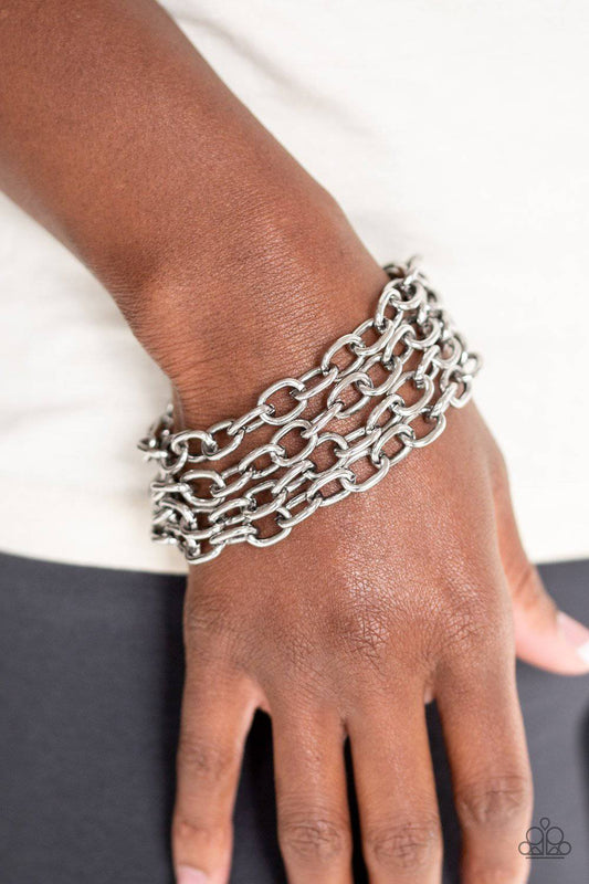 Fast Ball Silver Chain Bracelet - Paparazzi Accessories - GlaMarous Titi Jewels