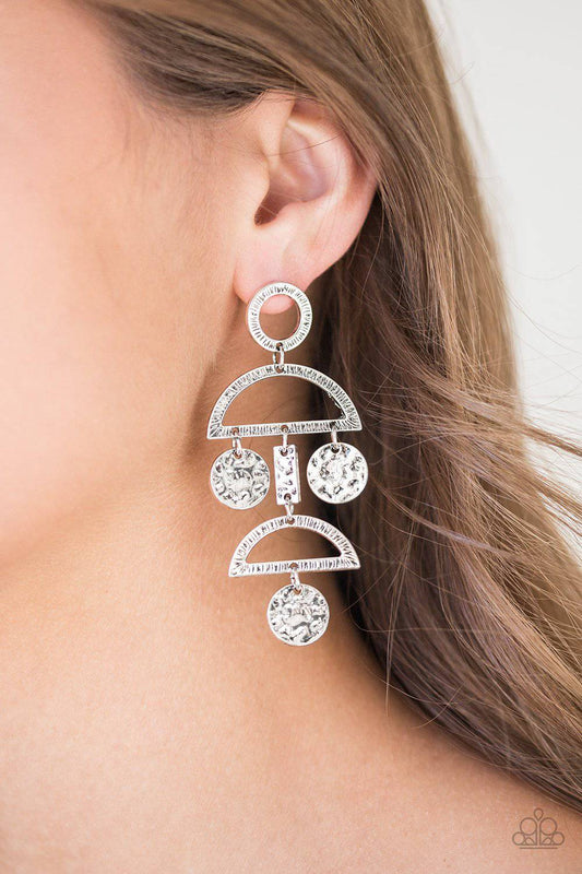 Incan Eclipse - Silver Textured Earrings - Paparazzi Accessories - GlaMarous Titi Jewels