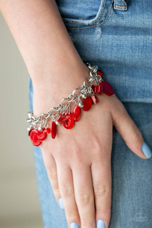 Paparazzi Seashore Sailing Red & Silver Necklace - GlaMarous Titi Jewels