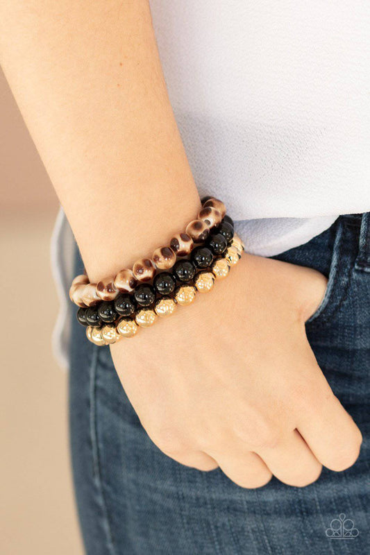 Courageously Couture - Black Stretchy Tortoise Bead Bracelet - Paparazzi Accessories - GlaMarous Titi Jewels
