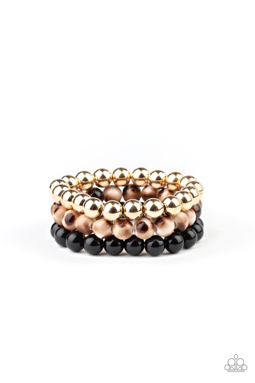 Courageously Couture - Black Stretchy Tortoise Bead Bracelet - Paparazzi Accessories - GlaMarous Titi Jewels