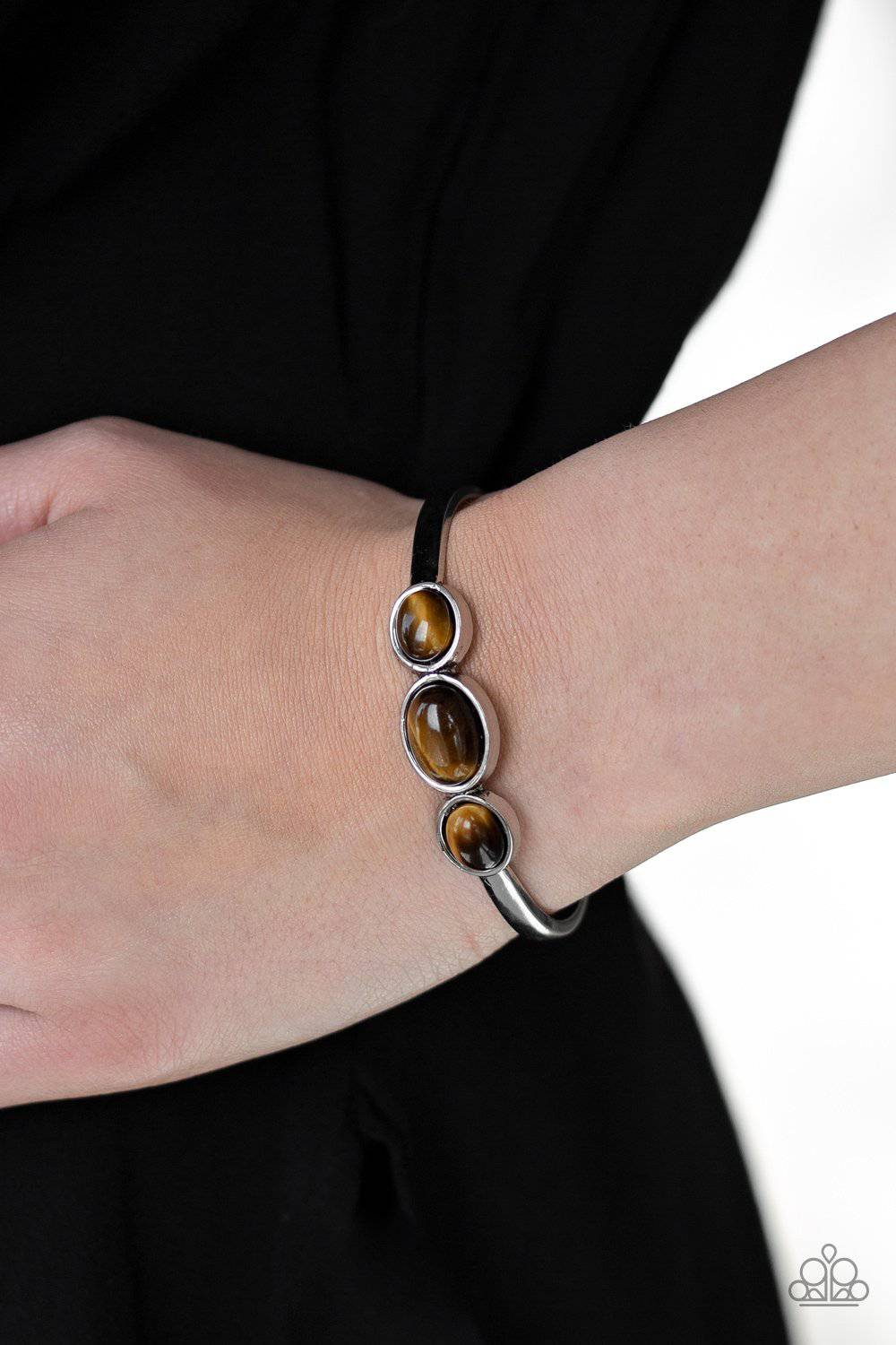 ROAM Rules - Brown Tiger's Eye Cuff Bracelet - Paparazzi Accessories - GlaMarous Titi Jewels