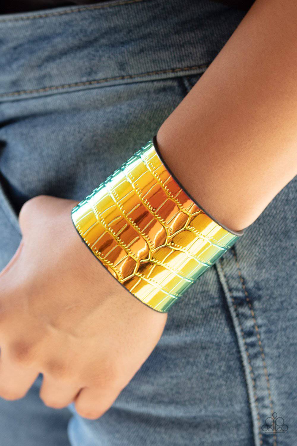 Chroma Croc - Multi Chrom Leather Bracelet - Paparazzi Accessories - GlaMarous Titi Jewels