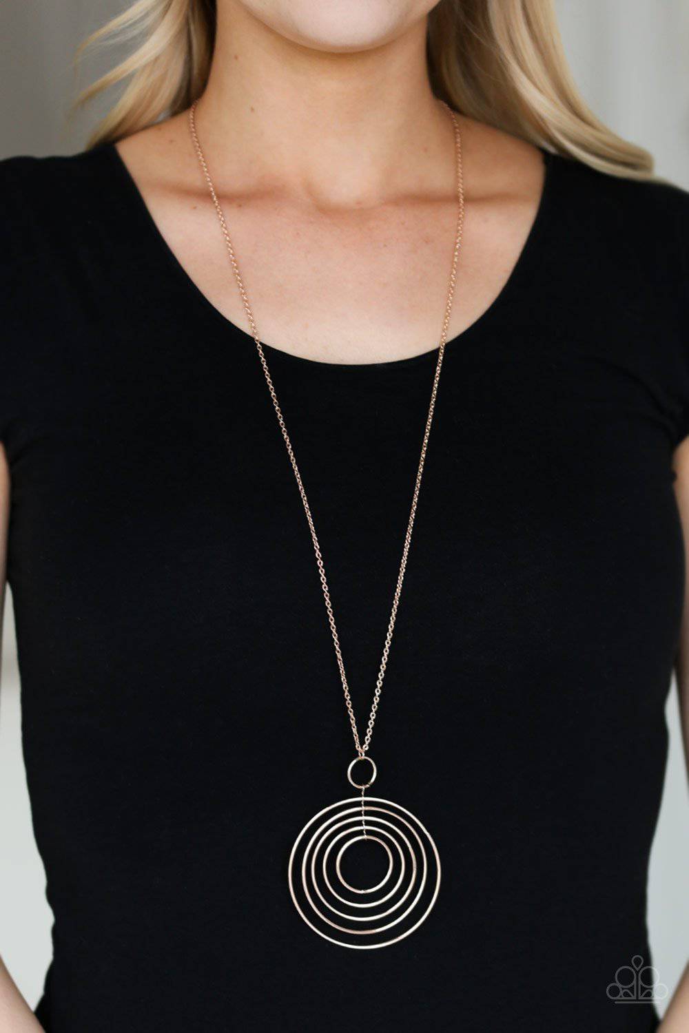 Paparazzi Running Circles In My Mind Rose Gold Necklace - GlaMarous Titi Jewels