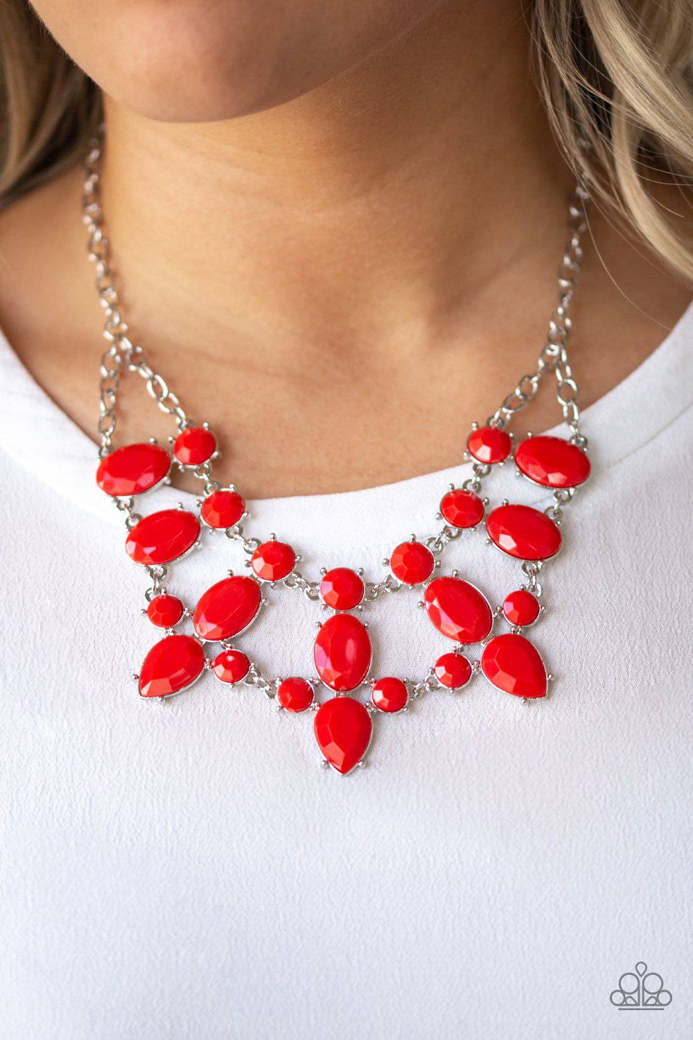 Paparazzi Goddess Glow Red Teardrop Beaded Necklace - GlaMarous Titi Jewels