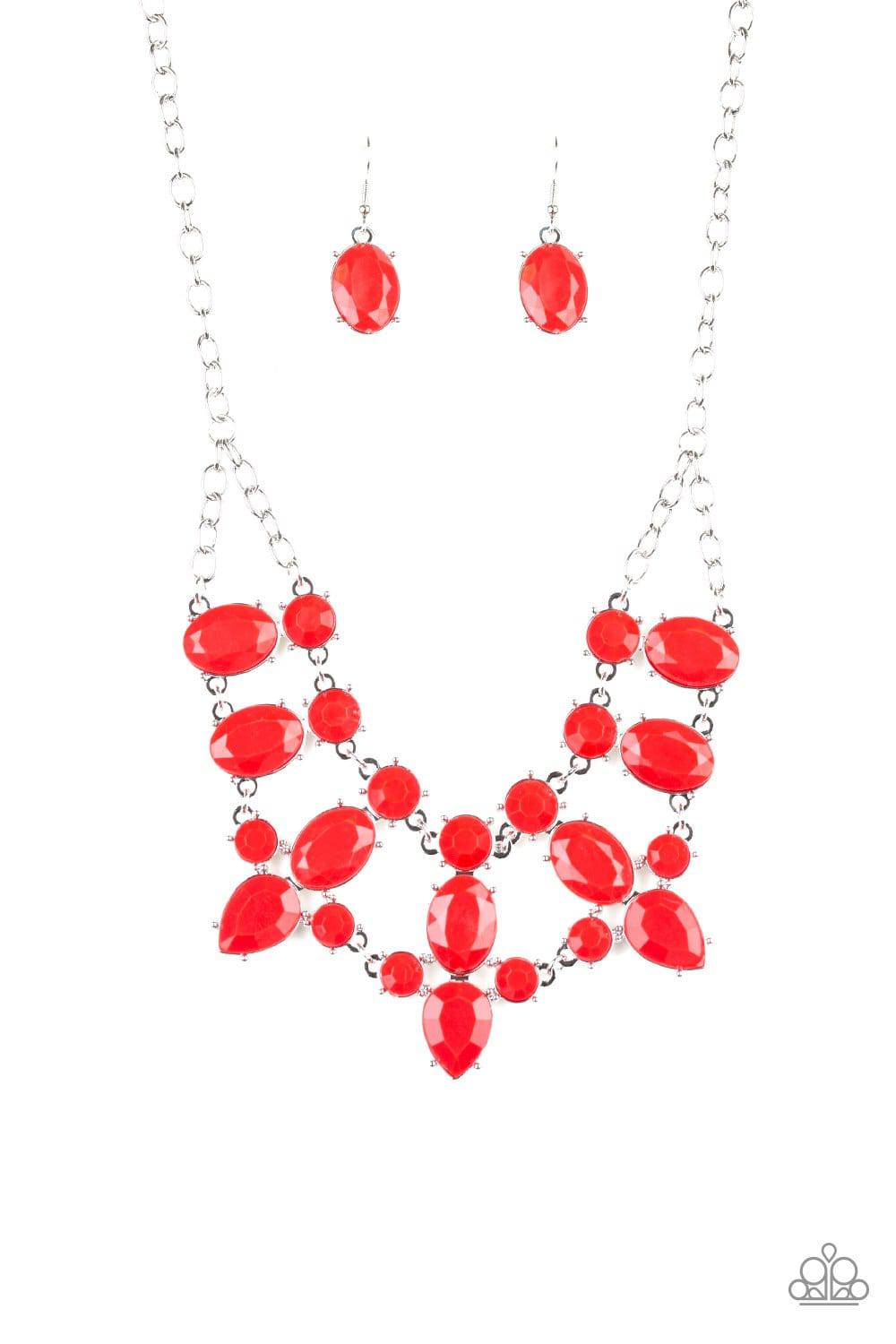 Paparazzi Goddess Glow Red Teardrop Beaded Necklace - GlaMarous Titi Jewels