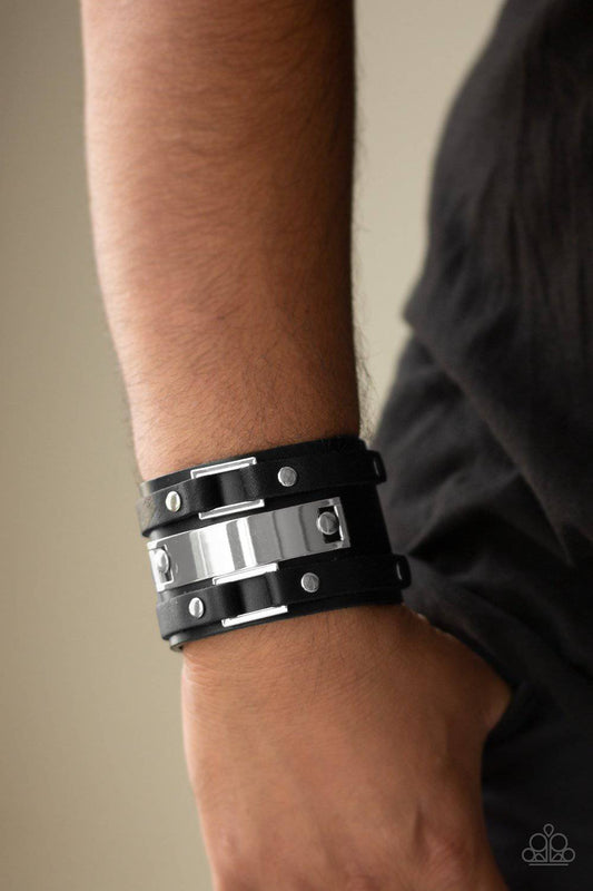 Paparazzi Rural Ranger Black Leather Urban Bracelet - GlaMarous Titi Jewels