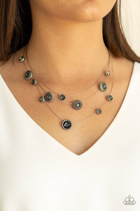 SHEER Thing! - Silver Rhinestone Floating Necklace - Paparazzi Accessories - GlaMarous Titi Jewels