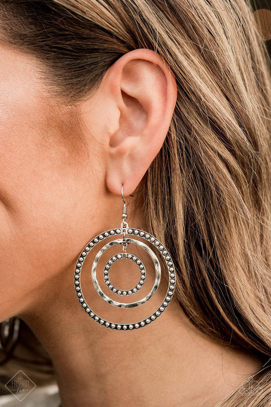 Paparazzi March 2020 Fashion Fix - Texture Takeover Silver Hoop Earrings - GlaMarous Titi Jewels