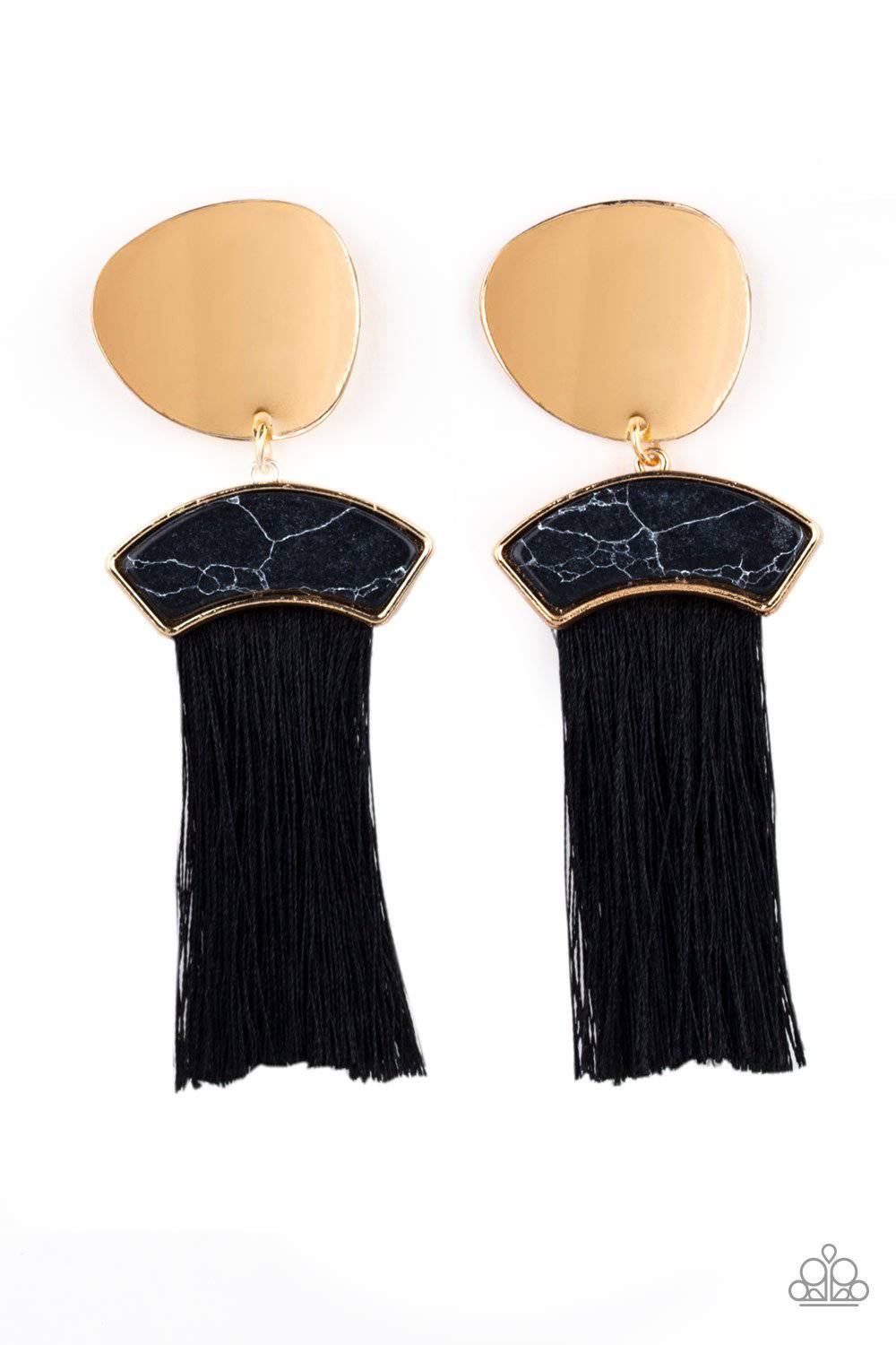 Paparazzi Insta Inca Gold & Black Tassel Earrings - GlaMarous Titi Jewels