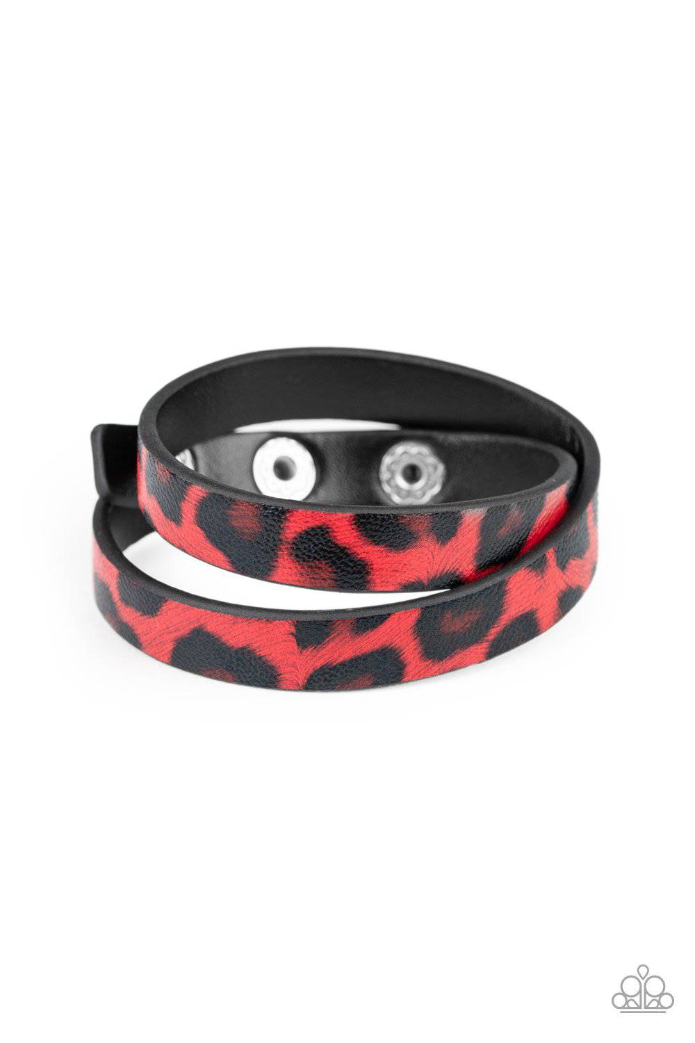 All GRRirl - Red and Black Cheetah Wrap Bracelet - Paparazzi Accessories - GlaMarous Titi Jewels