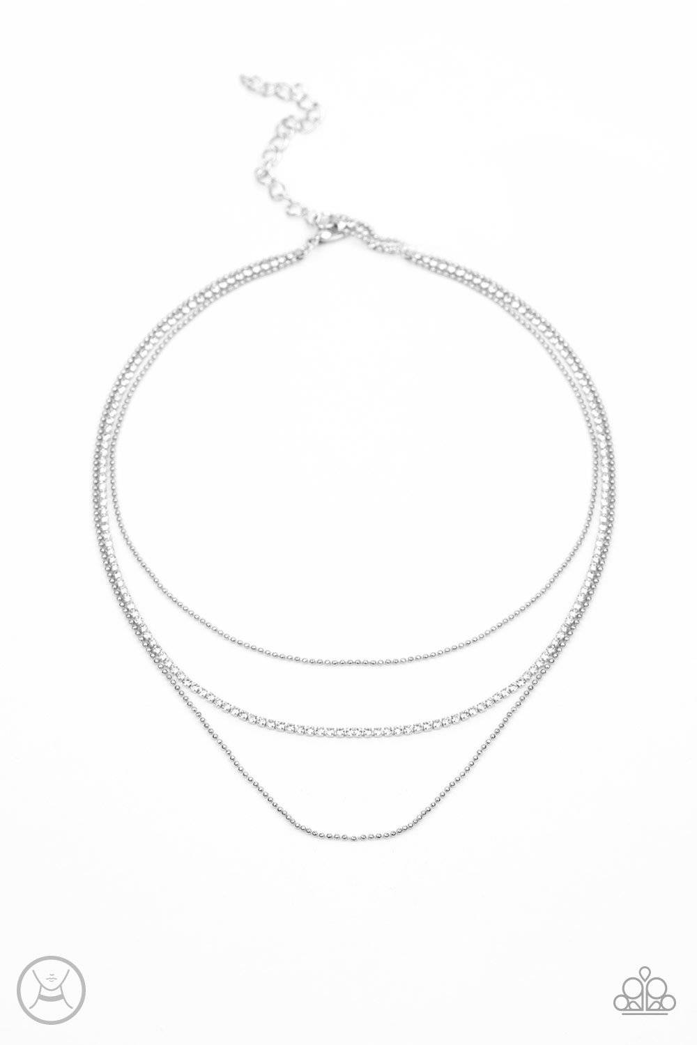 Battle of the Glitz - White Rhinestone Choker - Paparazzi Accessories - GlaMarous Titi Jewels