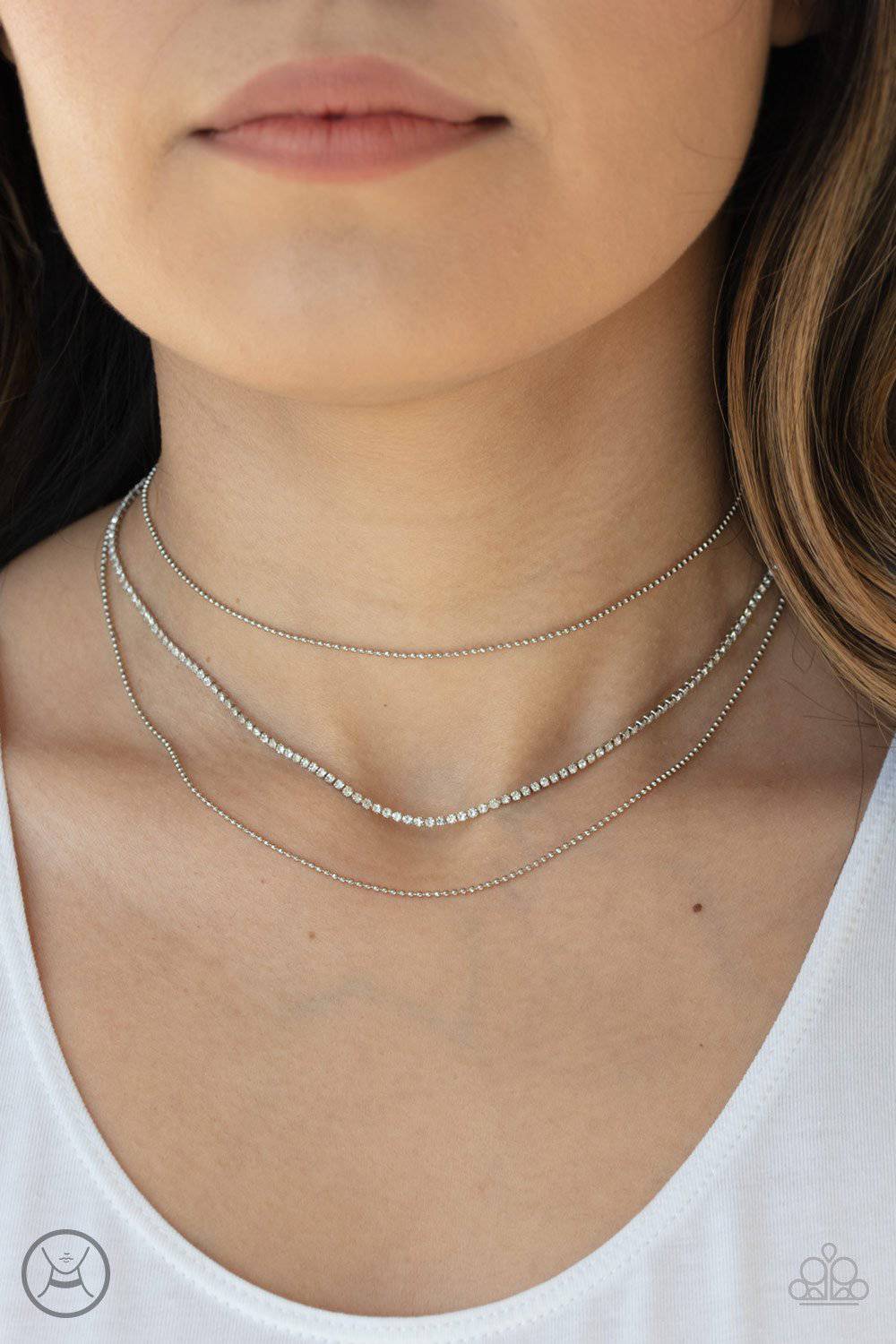Battle of the Glitz - White Rhinestone Choker - Paparazzi Accessories - GlaMarous Titi Jewels