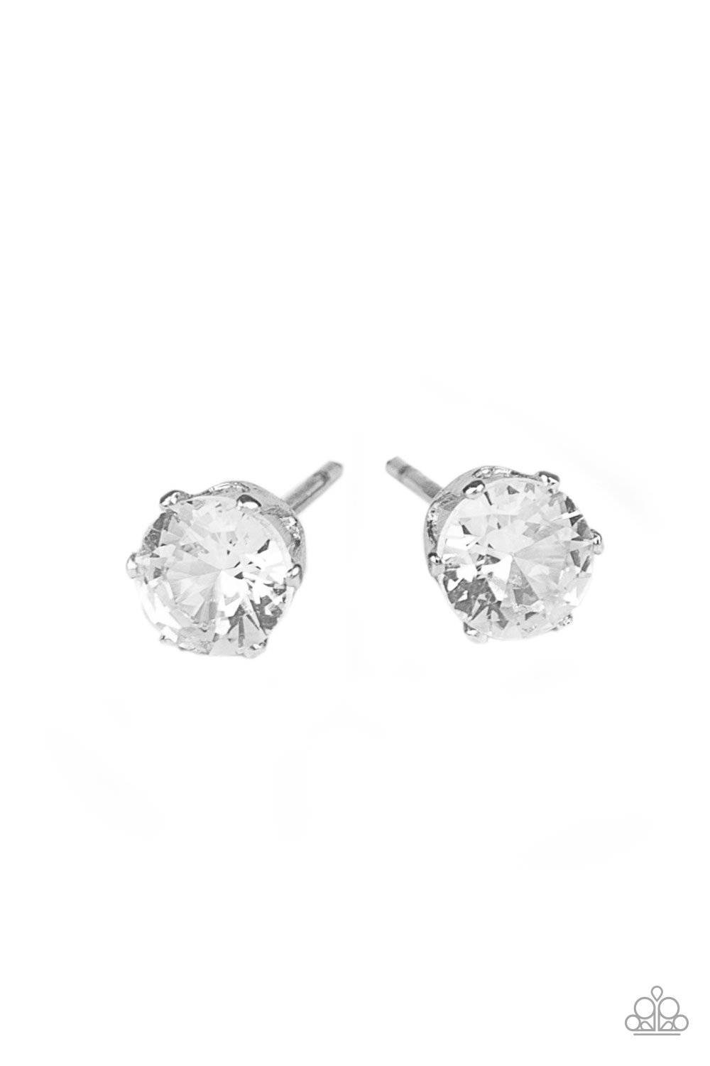 Delicately Dainty White Cubic Zirconia Post Earrings - Paparazzi Accessories - GlaMarous Titi Jewels