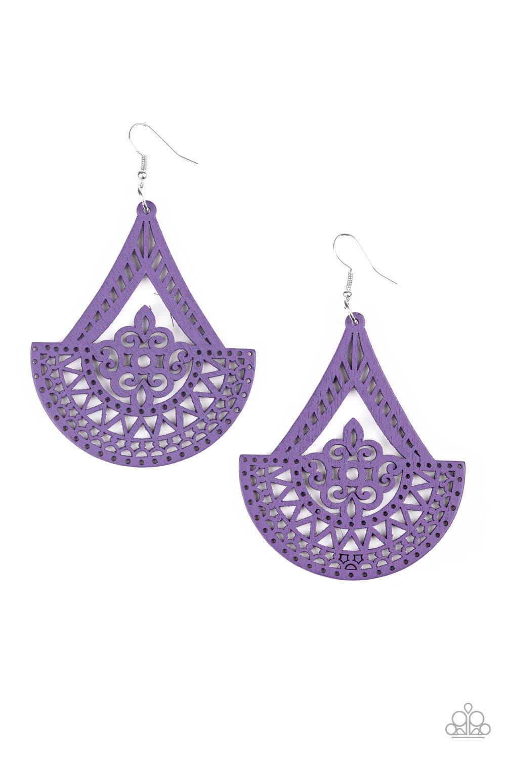 Tiki Sunrise Purple Wood Earrings - Paparazzi Accessories - GlaMarous Titi Jewels