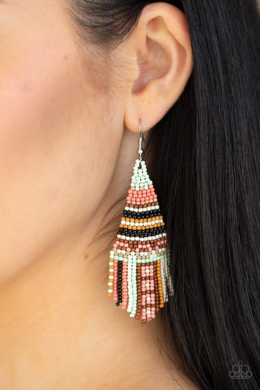Beaded Bohemian Green Seed Beads Earrings - Paparazzi Accessories - GlaMarous Titi Jewels