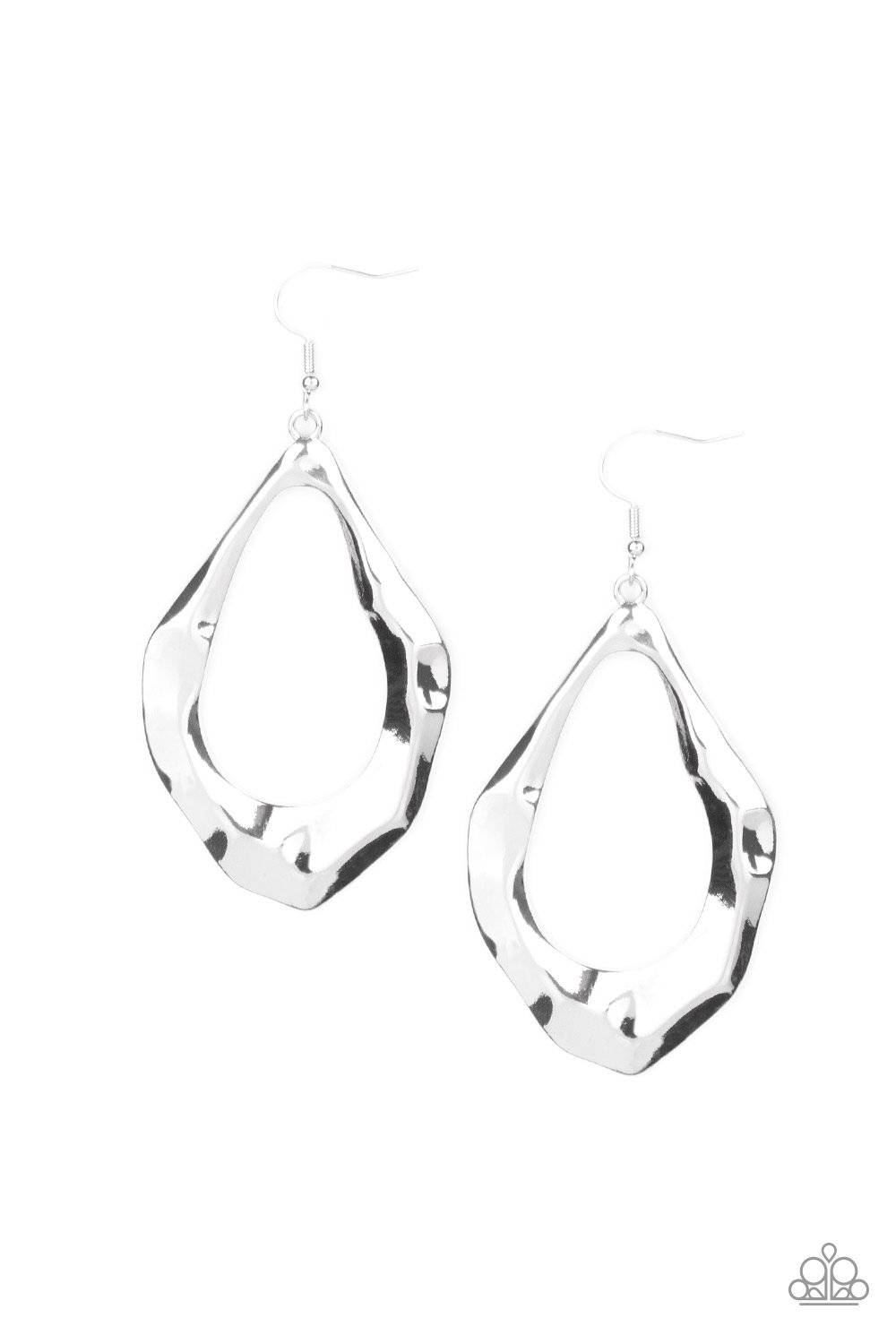 Industrial Imperfection Silver Fishhook Earrings - Paparazzi Accessories - GlaMarous Titi Jewels