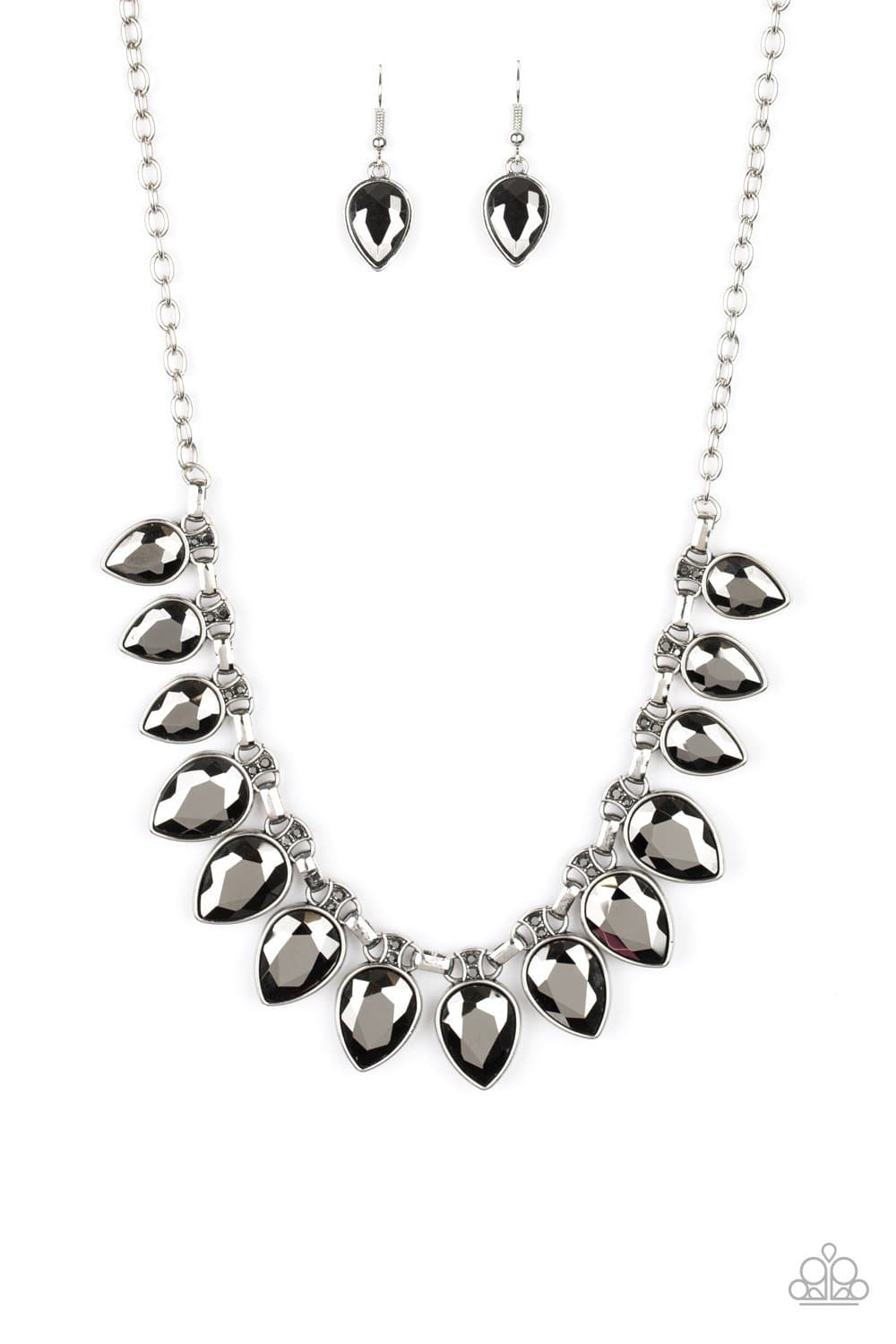 FEARLESS is More - Silver & Hematite Rhinestone Necklace - Paparazzi Accessories - GlaMarous Titi Jewels