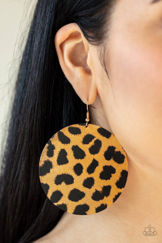 Doing GRR-eat - Brown Cheetah Earrings March 2020 Life of the Party - Paparazzi Accessories - GlaMarous Titi Jewels