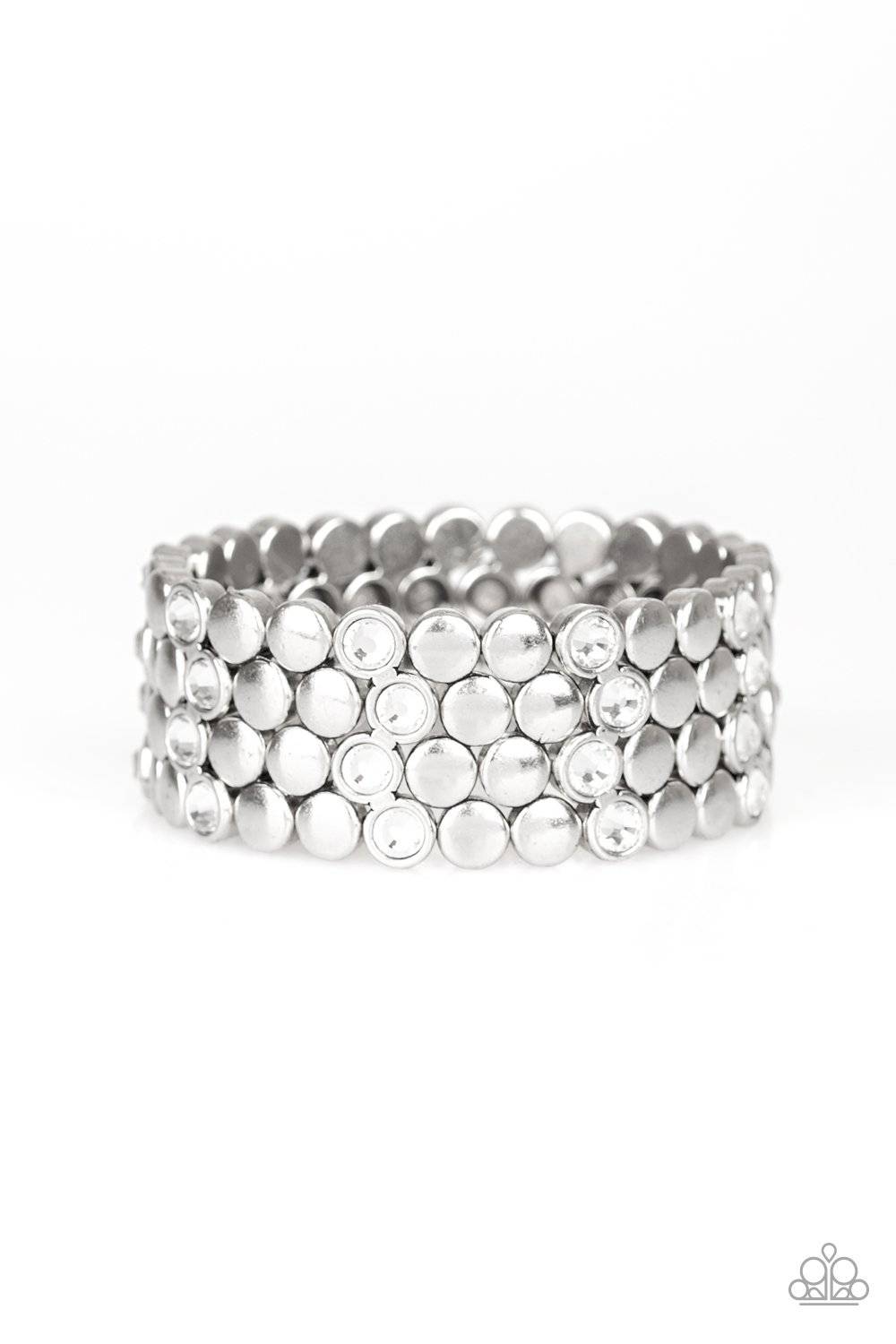 Scattered Starlight - Glittery White Rhinestone Stretchy Bracelet - Paparazzi Accessories - GlaMarous Titi Jewels