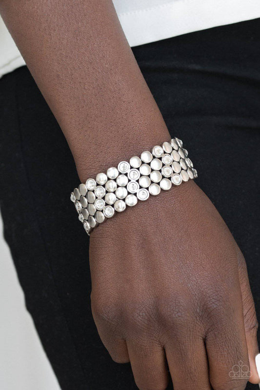 Scattered Starlight - Glittery White Rhinestone Stretchy Bracelet - Paparazzi Accessories - GlaMarous Titi Jewels
