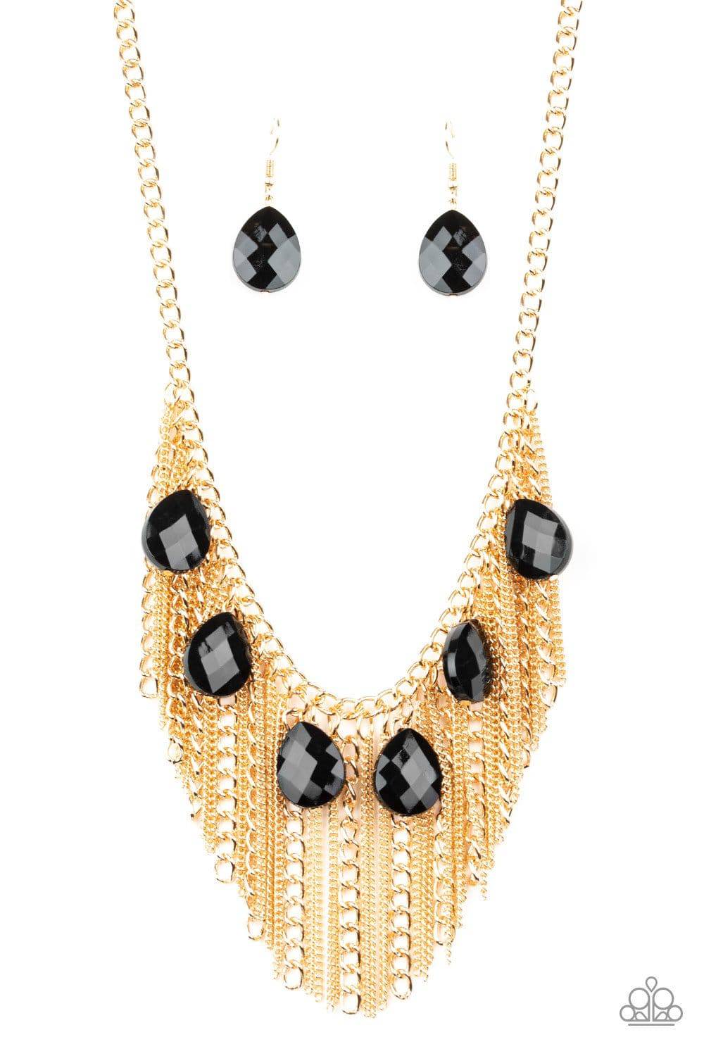 Vixen Conviction - Gold & Black Teardrop Necklace - Paparazzi Accessories - GlaMarous Titi Jewels