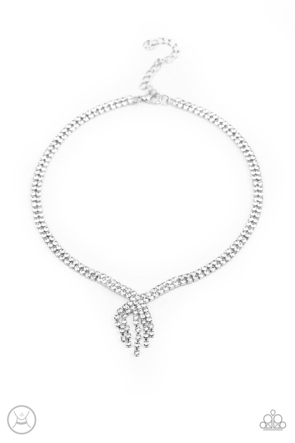 Ante Up - White Rhinestone Choker - Paparazzi Accessories - GlaMarous Titi Jewels