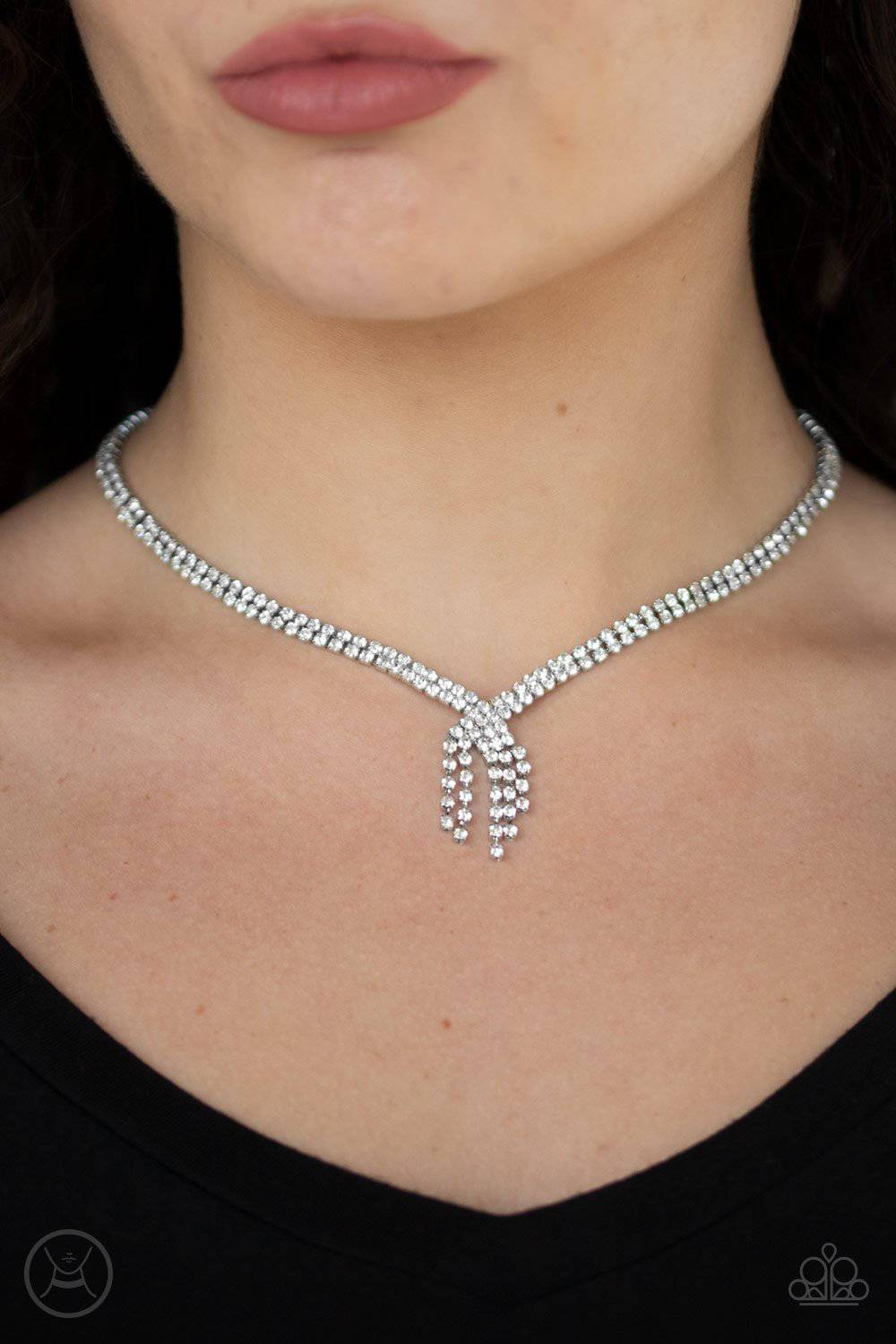 Ante Up - White Rhinestone Choker - Paparazzi Accessories - GlaMarous Titi Jewels