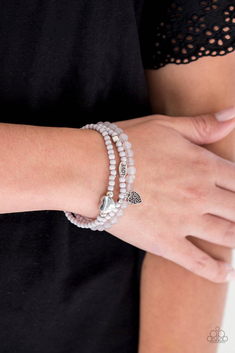 Really Romantic - Silver Stretchy Bracelet - Paparazzi Accessories - GlaMarous Titi Jewels