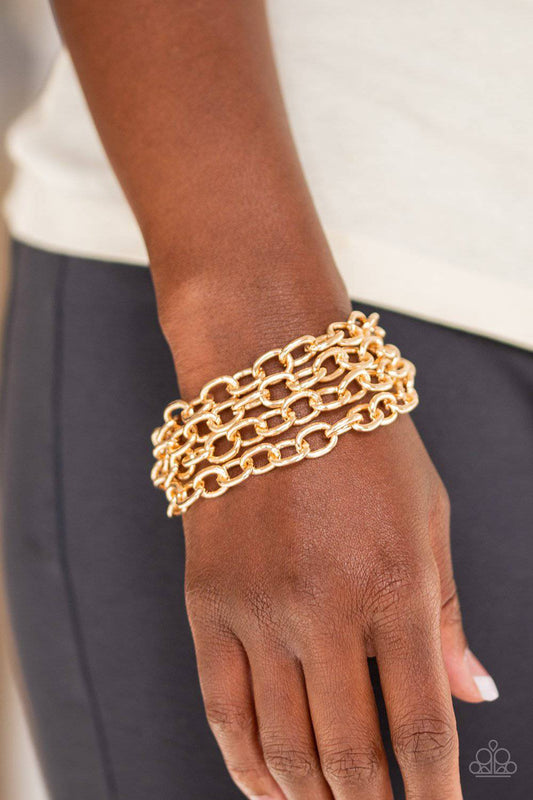 Fast Ball - Gold Chain Bracelet - Paparazzi Accessories - GlaMarous Titi Jewels