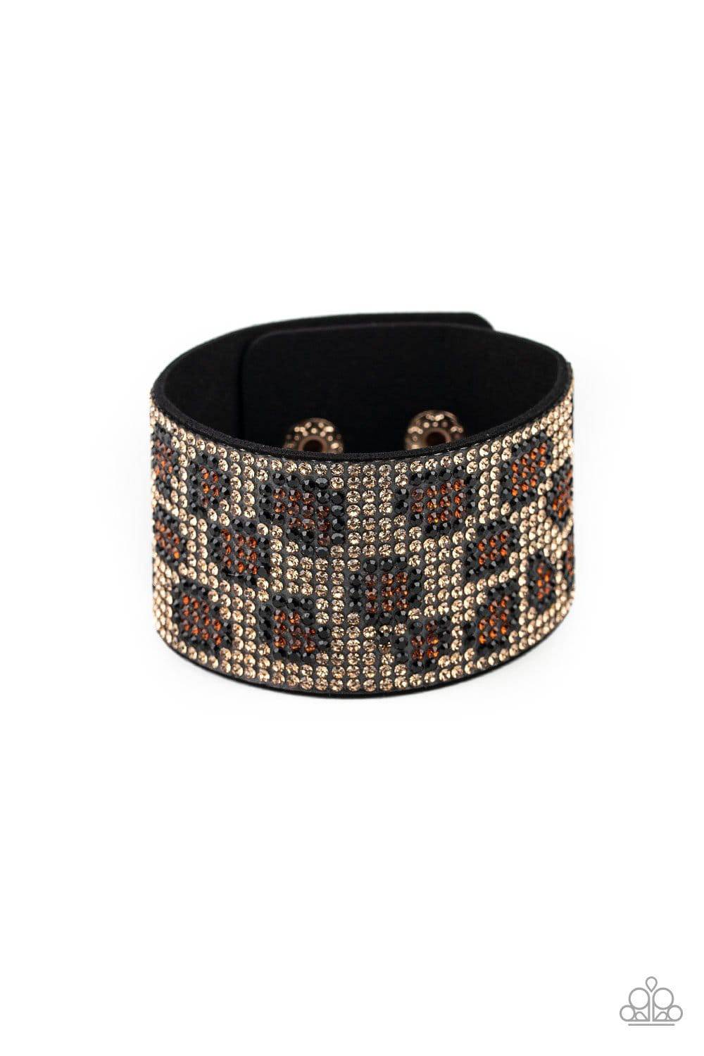 Cheetah Couture - Brown, Black & Topaz Rhinestones Bracelet - Paparazzi Accessories - GlaMarous Titi Jewels