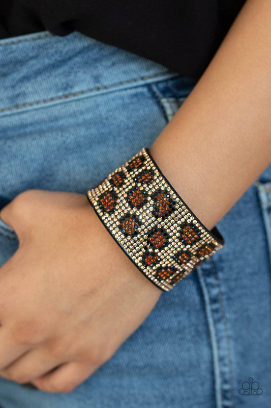 Cheetah Couture - Brown, Black & Topaz Rhinestones Bracelet - Paparazzi Accessories - GlaMarous Titi Jewels